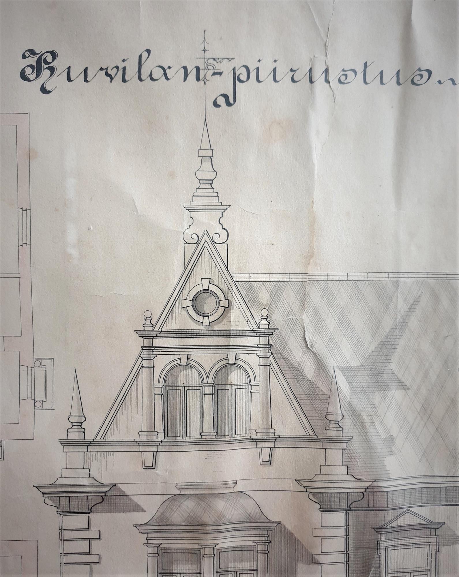 Kaarlo Sillmanin piirustus: Huvilan piirustus (Tampereen teollisuuskoulu 1891–92)